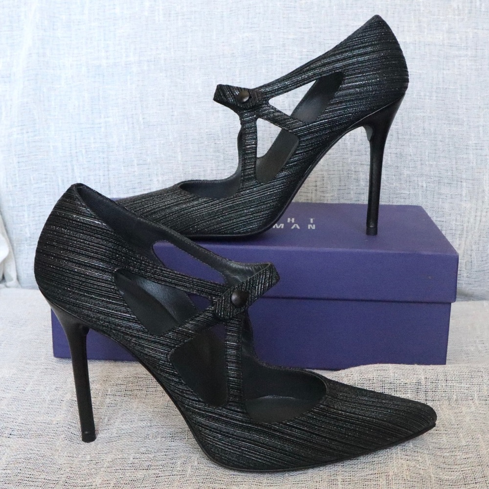 Stuart Weitzman Pewter Licorice Black Heels